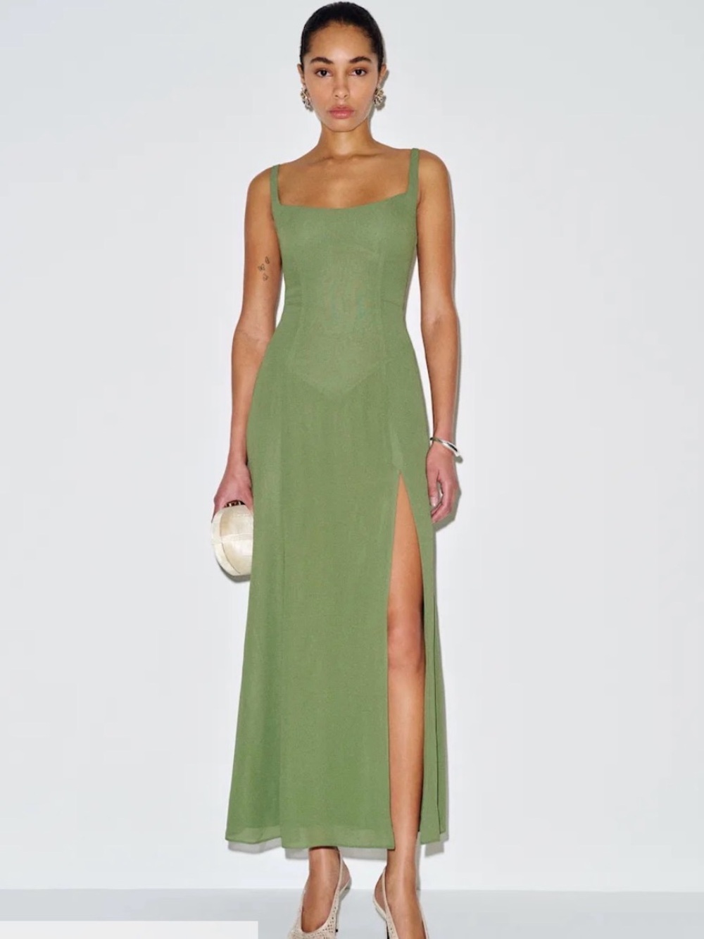 Reformation Ailany Dress, Jade Green, Size 6
